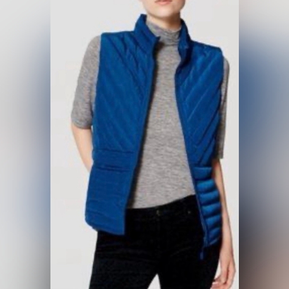 LOFT Jackets & Blazers - NWT Ann Taylor LOFT Puffer Vest XS Brilliant Blue Full Zip Insulated Quilted